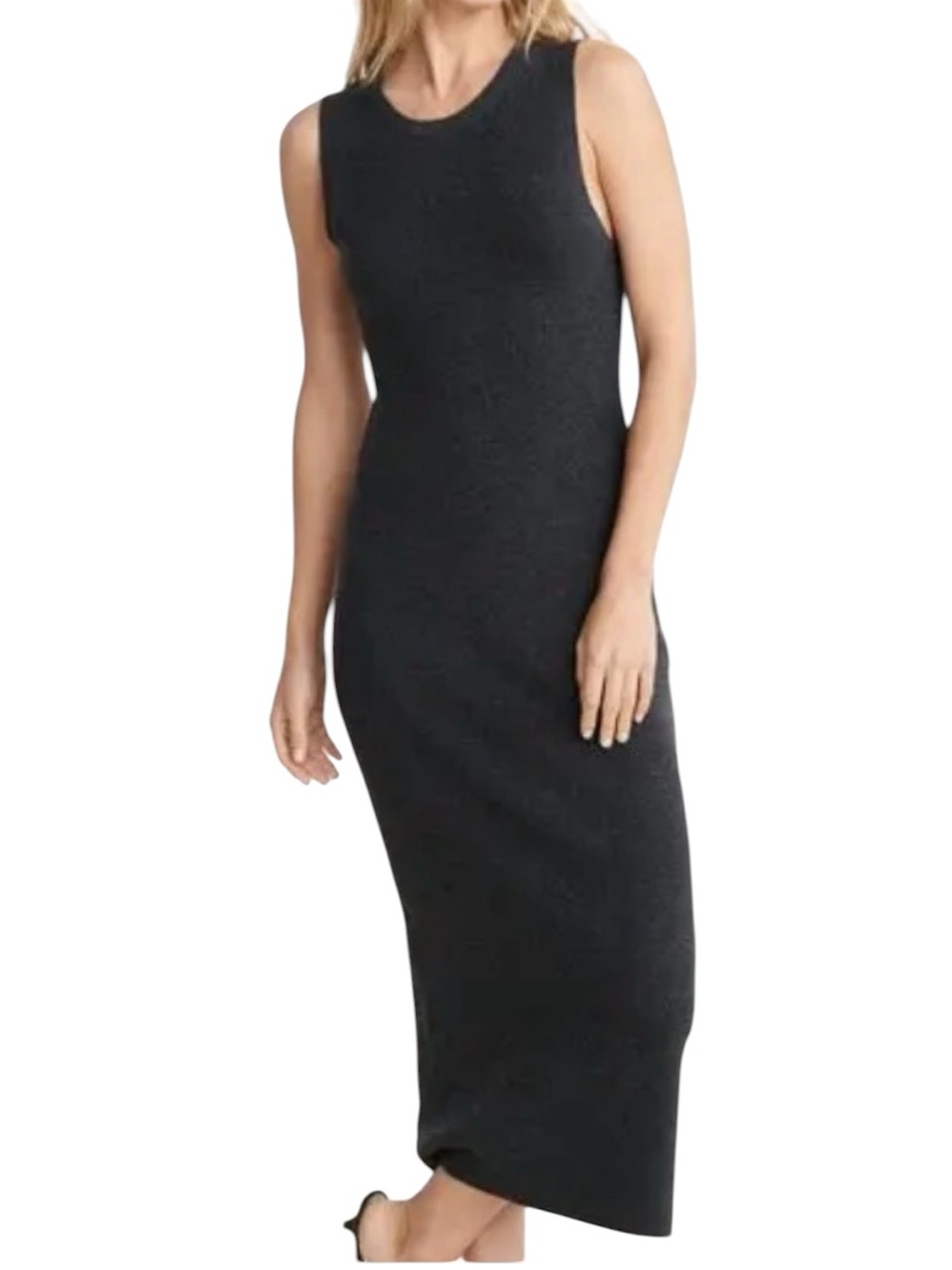 Jenni Kayne Cotton-Cashmere Sleeveless Sweater Dress Small Black